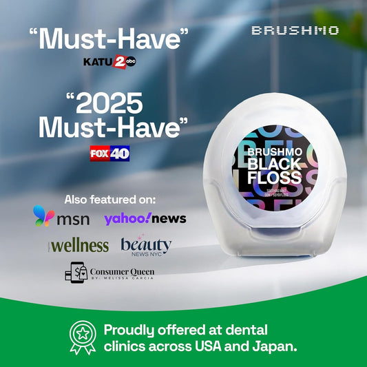 Brushmo Black Floss (BBFloss) - Expanding Floss, Gum-Friendly Soothing Mint Dental Floss, Natural Vegan Wax to Remove Plaque from Teeth, Dentist Designed PTFE & PFAS Free Oral Care, 3 Spools, 163 yd