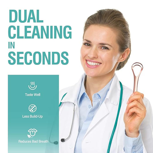 RONAVO Tongue Scraper for Adult with Thick Tongue Coating, Dual Scraper Design for Deep Clean Oral Care, Remove Bad Breath, for The Coffee Lover, Night Owls, Elderly, 2 Colors