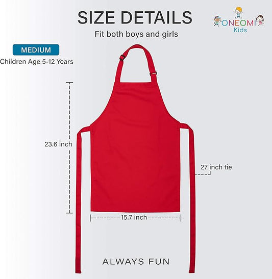 Kids Apron, Medium, 100% Cotton With An Adjustable Strap to fit All Ages
