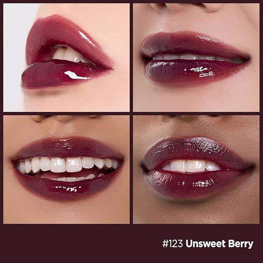 Laka Fruity Glam Lip Tint Mini, 1.9g/0.07oz, Glowing Lip Stain with Wide Color Spectrum, Hydrating & Lightweight Texture, Long-Lasting Bold Stain, Non-Sticky, Vegan, K-Beauty (#123 Unsweet berry)