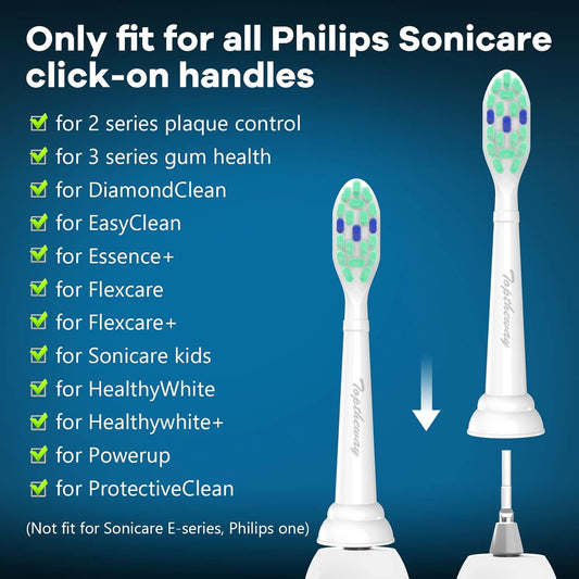 Toptheway Toothbrush Replacement Heads Compatible with Philips Sonicare ProtectiveClean DiamondClean C2 C1 G2 W 4100 5100 5300 Plaque Control, 6 Pack