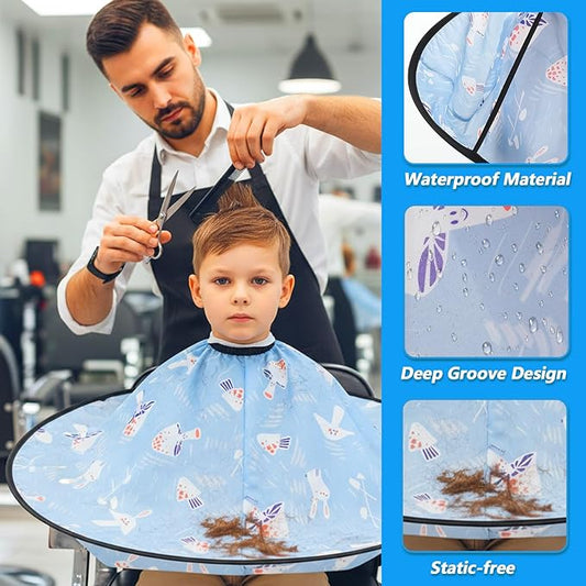 Kids Haircut Cape, Hair Cutting Cape for Kids, Waterproof Foldable Umbrella Hair Catch Haircut Capes for Kid Adults Home Salon Barber Supplies