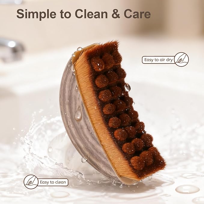 Lymphatic Contour Face Brush, Manual Lymphatic Drainage Massager, Natural Makeup Brushes with Durable Gentle Bristles, Hypoallergenic Ergonomic Facial Cleansing Brush for Sculpting