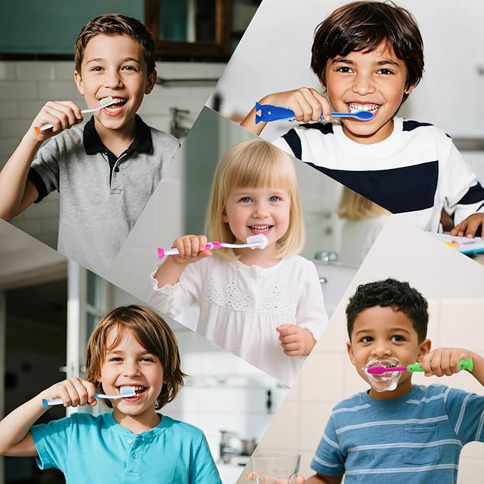 Newday 16 Pack Kids Toothbrush Bulk Soft Bristles Toddler Cute Toothbrush with Suction Cup, Includes Travel Covers, Individually Wrapped Toothbrushes, Animal Design for Children's toothbrushes