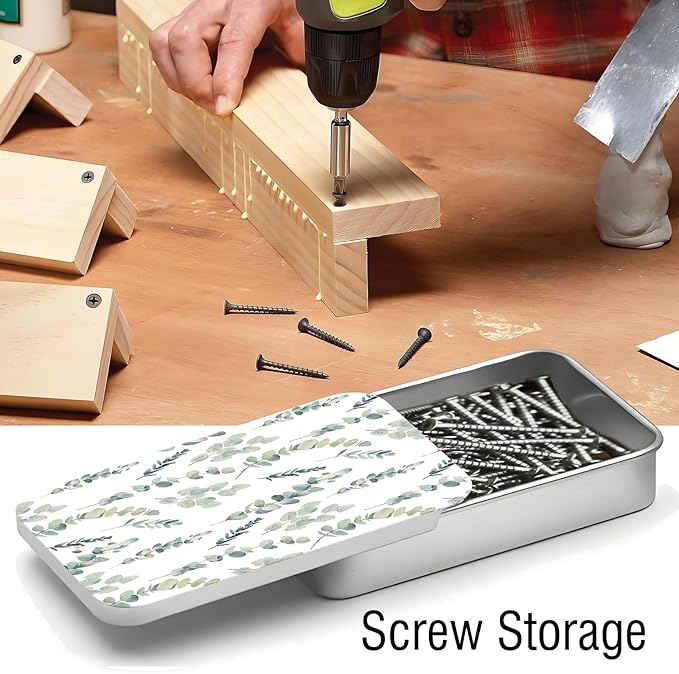 Portable Dental Floss Case, Refillable Cute Travel Floss Dispenser for Men & Women, Pocket Travel Floss Picks Case for Purse, Backpack, Bag Green Leafy Pattern