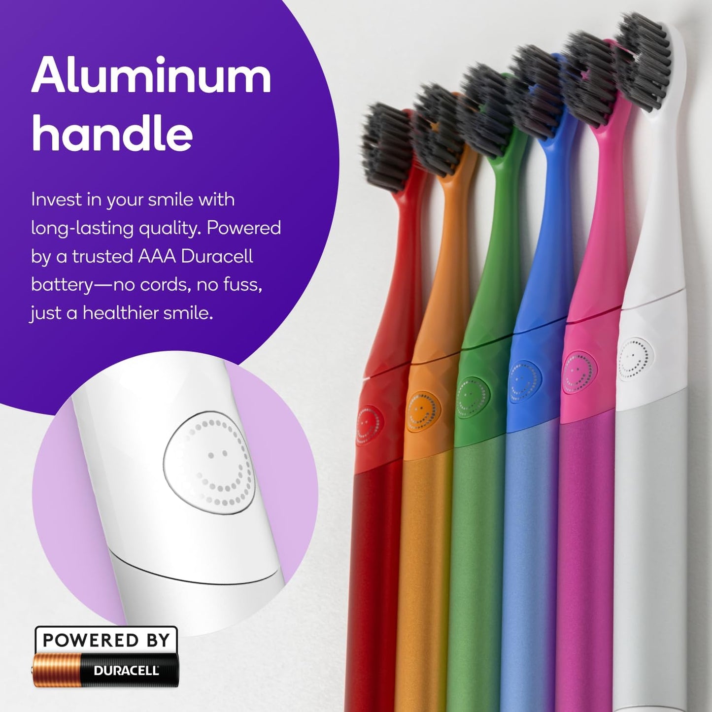 Burst Nova Toothbrush (Blue) | Sonic Powered Teeth Whitening | Super-Soft Bristles | 18000 VPM | 2 Minute Timer | Aluminum Handle | Replaceable Brush Head | Compact Size | with AAA Battery