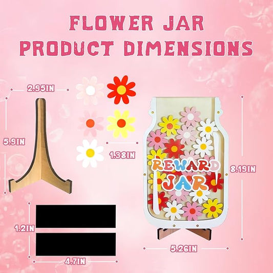 Flower Magnetic Reward Jar for Kids,Classroom Reward System,Reward jar Classroom,Behaviour Incentive System for Toddlers (Flowers)