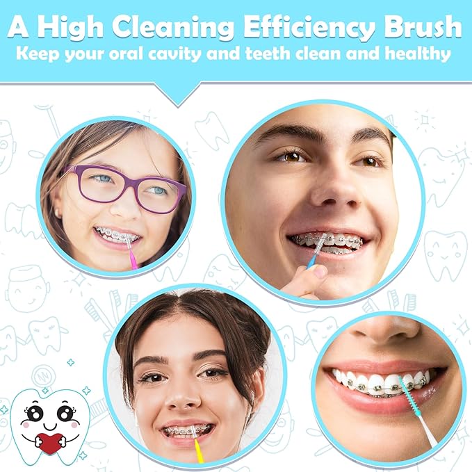 270Pcs Interdental Brush 6 Sizes Braces Brush Soft Bristles 360° Bendable Floss Heads Dental Brushes Between Teeth Gum Braces Cleaning Kit Oral Tooth Cleaning Tool