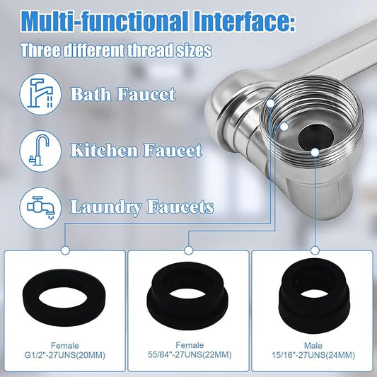 1080° Swivel Faucet Extender, 2 PCS Sink Aerator Attachment with Dual Spray Modes, Rotatable Robotic Arm for Kitchen and Bathroom, Splash Filter Extension for Hand, Face, and Hair Washing