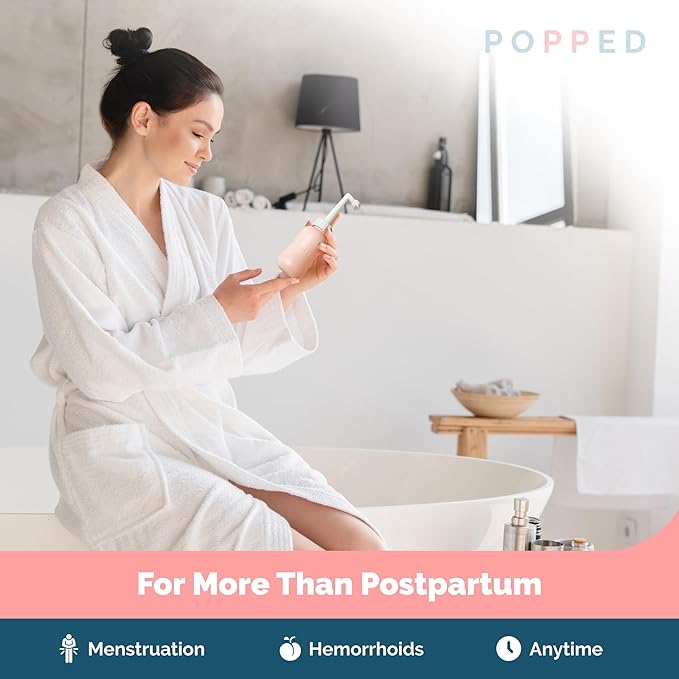 Popped Peri Bottle for Postpartum Care | Portable Bidet | Spray Bottle for Pain Relief, Tears, and Hemorrhoids After Birth | Postpartum Essential (Pink, 10 oz)