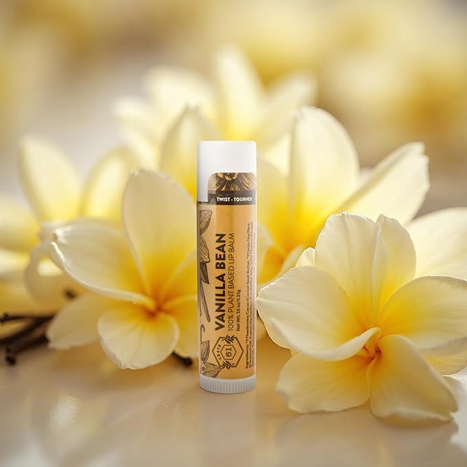 Crate 61 Lip Balm - Vanilla Bean – Plastic-Free Plant Pod® Tube – Made with USDA Organic Ingredients & Fair Trade Vanilla – Natural, Moisturizing Lip Care for Dry Lips – Safe for Men, Women & Kids