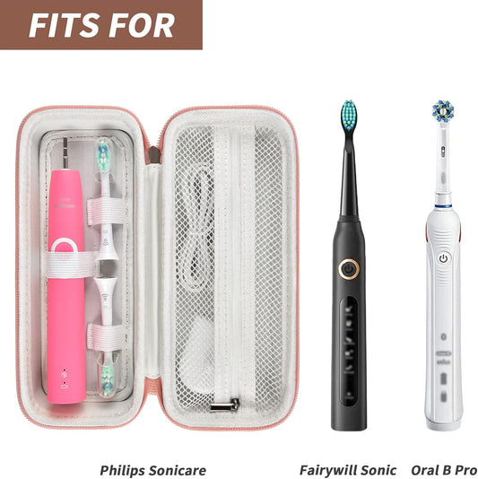 Toothbrush Travel Case Compatible with Oral-B Pro 1000, 2000, 3000, 3500, 1500/ for Philips Sonicare ProtectiveClean 4100 5100 Electric Toothbrush with Mesh Pocket for Accessories - Gold (Bag Only)