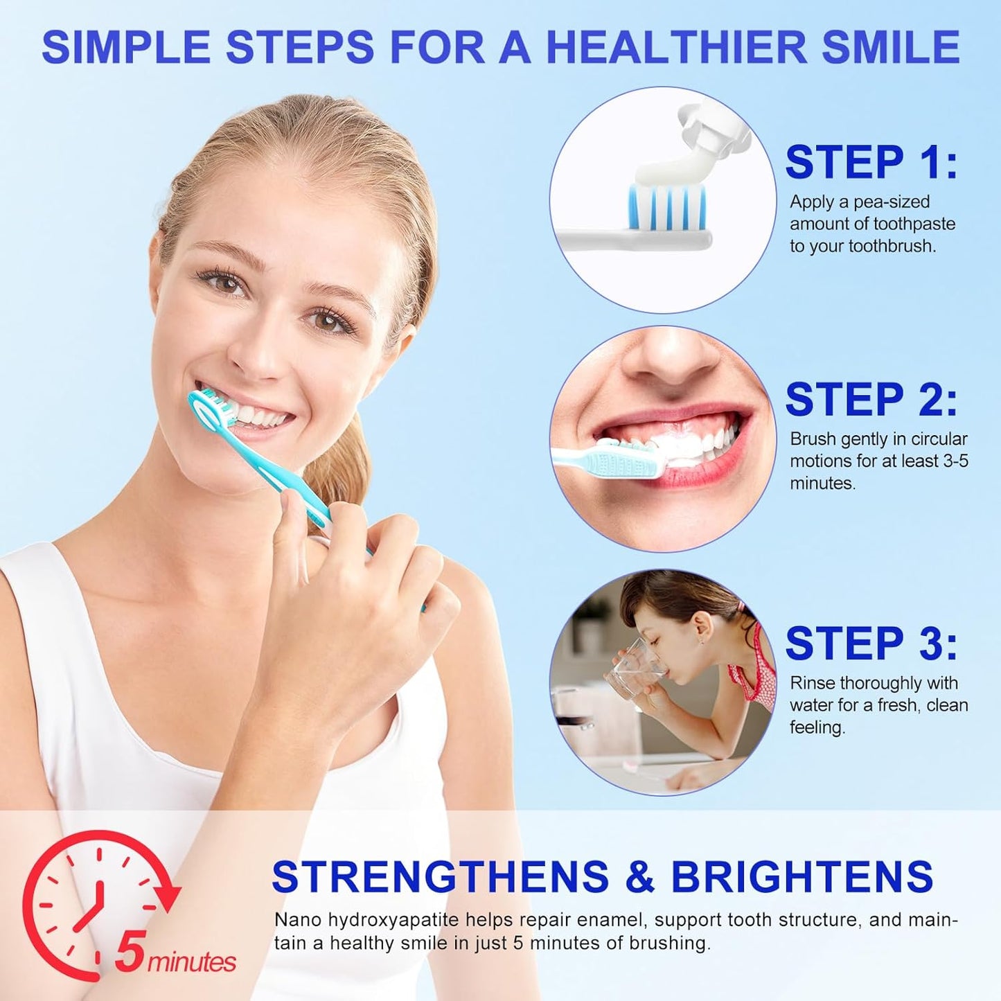 Hydroxyapatite Toothpastes for Enamel Protection and Tooth Strengthening, with Gentle Mint, Provides Long-Lasting Fresh Breath, Daily Use for Oral Health, 4.23 OZ