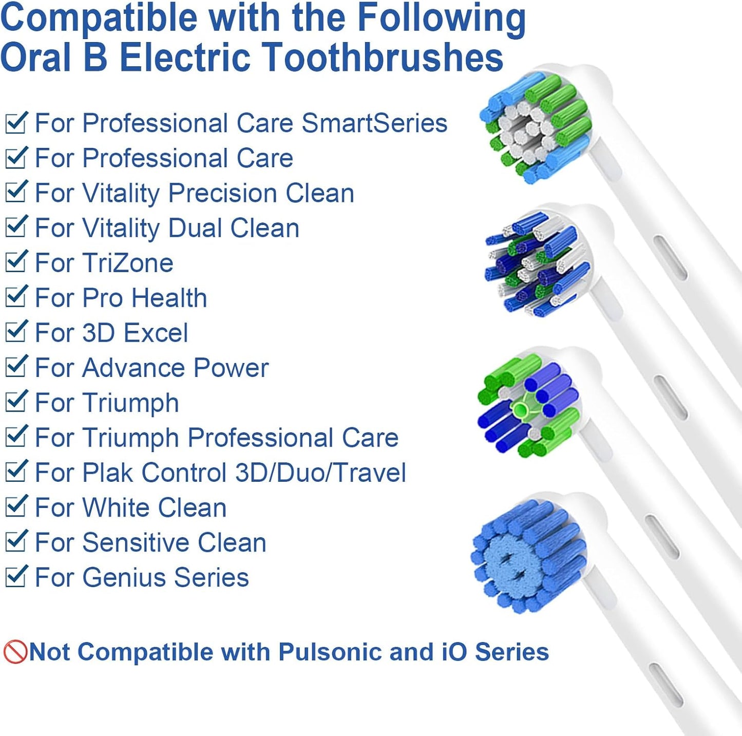 16pcs Replacement Brush Heads Compatible with Oral B Electric Toothbrushes. Pack of 4 Precision Clean,4 Cross Clean,4 3D Whitening Clean and 4 Sensitive Clean