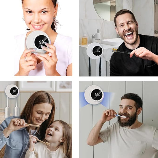 Smart Toothbrush Holder, UV Toothbrush Holders Wall Mounted, Electric Toothbrush Holder for Bathroom, LED Automatic Sensing Toothbrush Cleaner for Home and Travel (White)