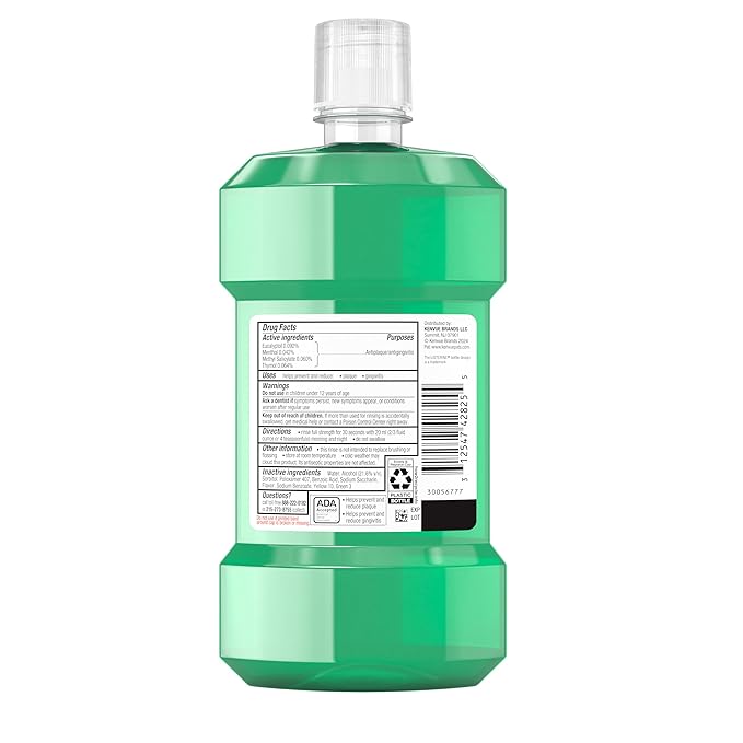Listerine Freshburst Antiseptic Mouthwash for Bad Breath, Kills 99% of Germs That Cause Bad Breath & Fight Plaque & Gingivitis, ADA Accepted Mouthwash, Spearmint, 500 mL