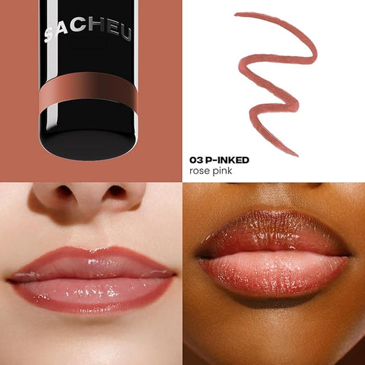 Sacheu Lip Liner STAY-N Peel Off Lip Stain — Long Lasting Matte Lip Tattoo Transfer Proof Lipstain Infused with Hyaluronic Acid & Vitamin E for All Skin Types — Vegan & Cruelty-Free, Deep Bundle