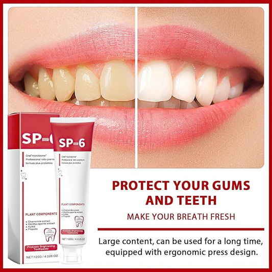 2Pcs Sp-6 Ultra Whitening, Sp-6 Probiotic Whitening Toothpaste, Deep Cleaning Care Toothpaste 120g