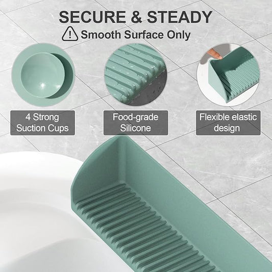 2 Pack Bathtub Splash Guard for Tub - Silicone Tub Water Splash Guard with 4 Suction Cups, Bath Toy Holder, Tub Play Shelf for Kids, Bathtub Side Splash Guard Tray, Toddler Bathroom Essentials, Aqua