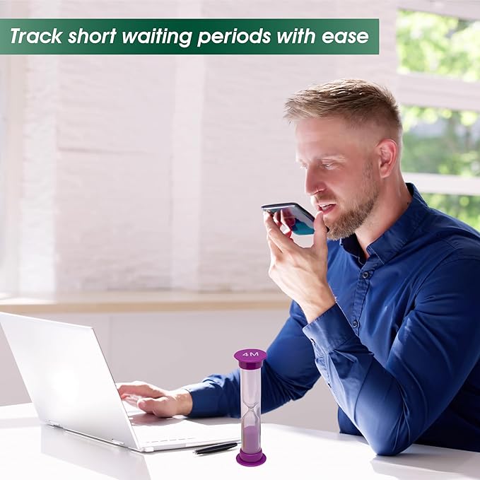 Sand Timer for Kids Set of 8 Small Colorful Hourglass Acrylic Covered Clock 30Sec 1Min 2Min 3Min 4Min 5Min 6 Min 10 Min for Classroom, Home & Kids Room