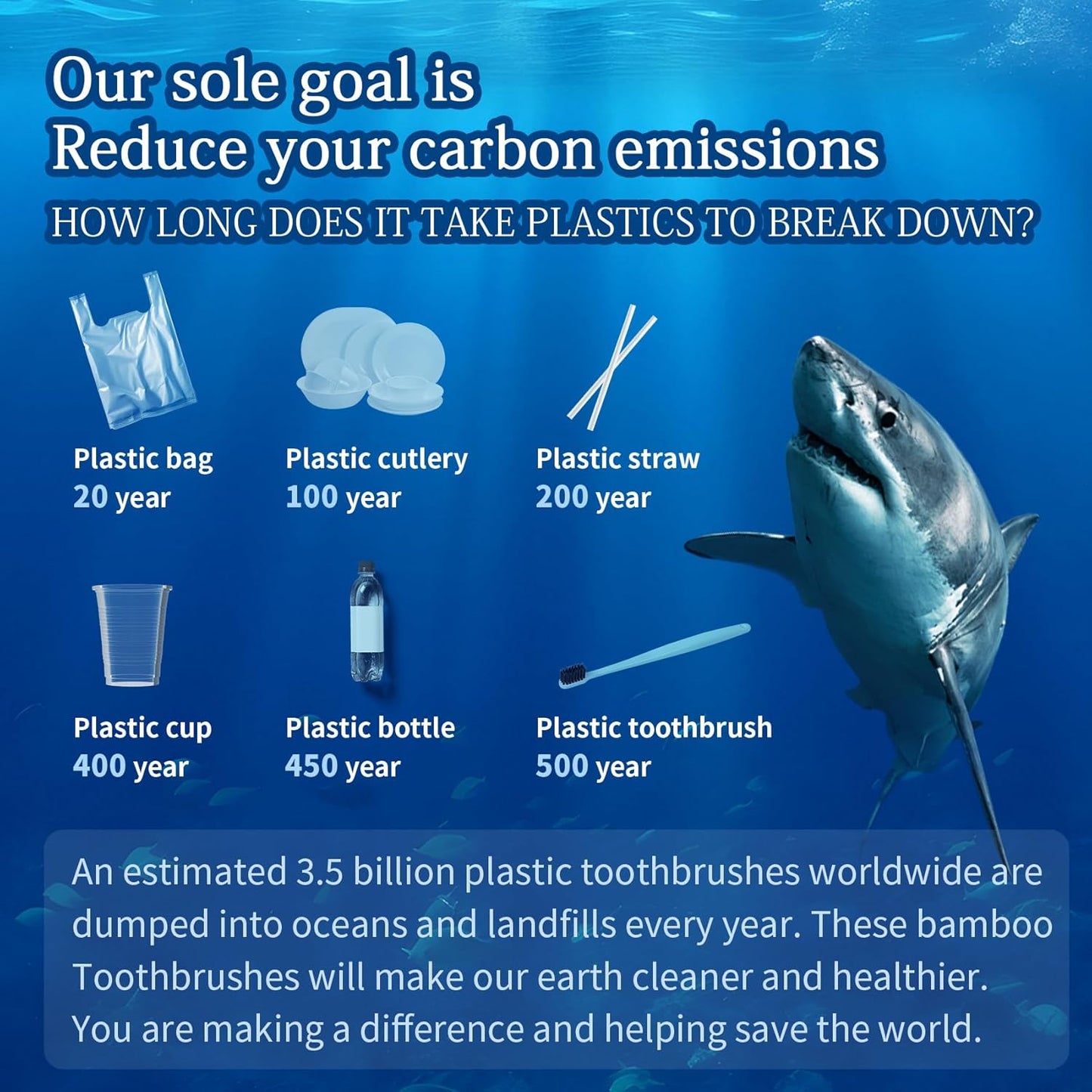 Bamboo Toothbrushes, Medium Bristles BPA-Free Bristles Toothbrushes for Adults - Eco-Friendly, Natural Wooden Toothbrush 4 Pack