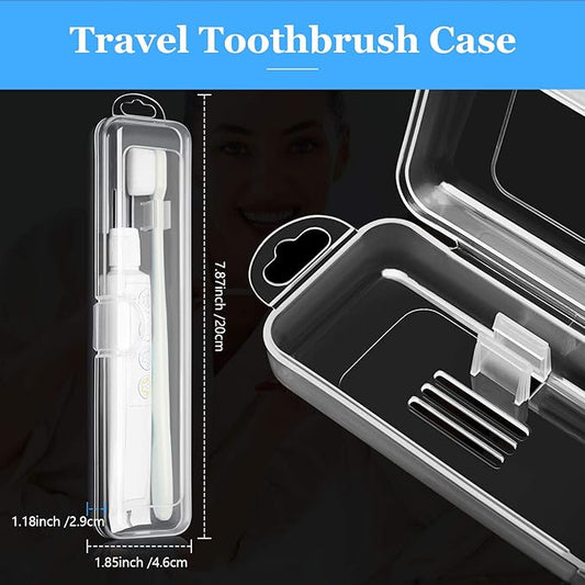 Patelai 2 Pack Travel Size Toothbrush Case Holder Portable Clear Toothbrush and Toothpaste Storage Container Hard Plastic Transparent Carrying Box for Traveling