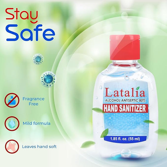 Latalia Mini Hand Sanitizer Travel Size Pack of 432 | 1.85 fl oz with 80% Alcohol Small Hand Sanitizer Bulk For Non-Sticky, Unscented, Gentle & Fresh Hands Anytime