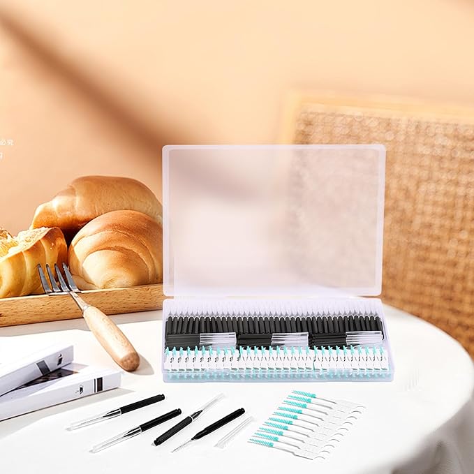 320-Piece Interdental Brush Set, Soft & Flexible Floss Picks for Braces, Orthodontic Care, Teeth Cleaning, 120 Black Spiral Brushes 200 Green Picks, Reusable Oral Care Essentials