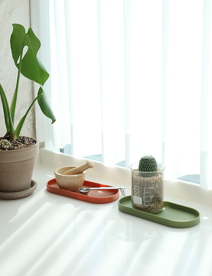 Lazy K Silicone Tray - Small Vanity Tray Organizer - Spoon Rest Holder - Multi-Purpose Modern Kitchen Sink, Bathroom, Counter Organizer (Light Grey)