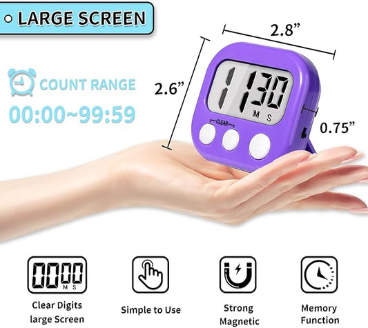 Classroom Timers for Teachers Kids Large Magnetic Digital Timer Teacher Supplies 6 Pack-Pink Purple