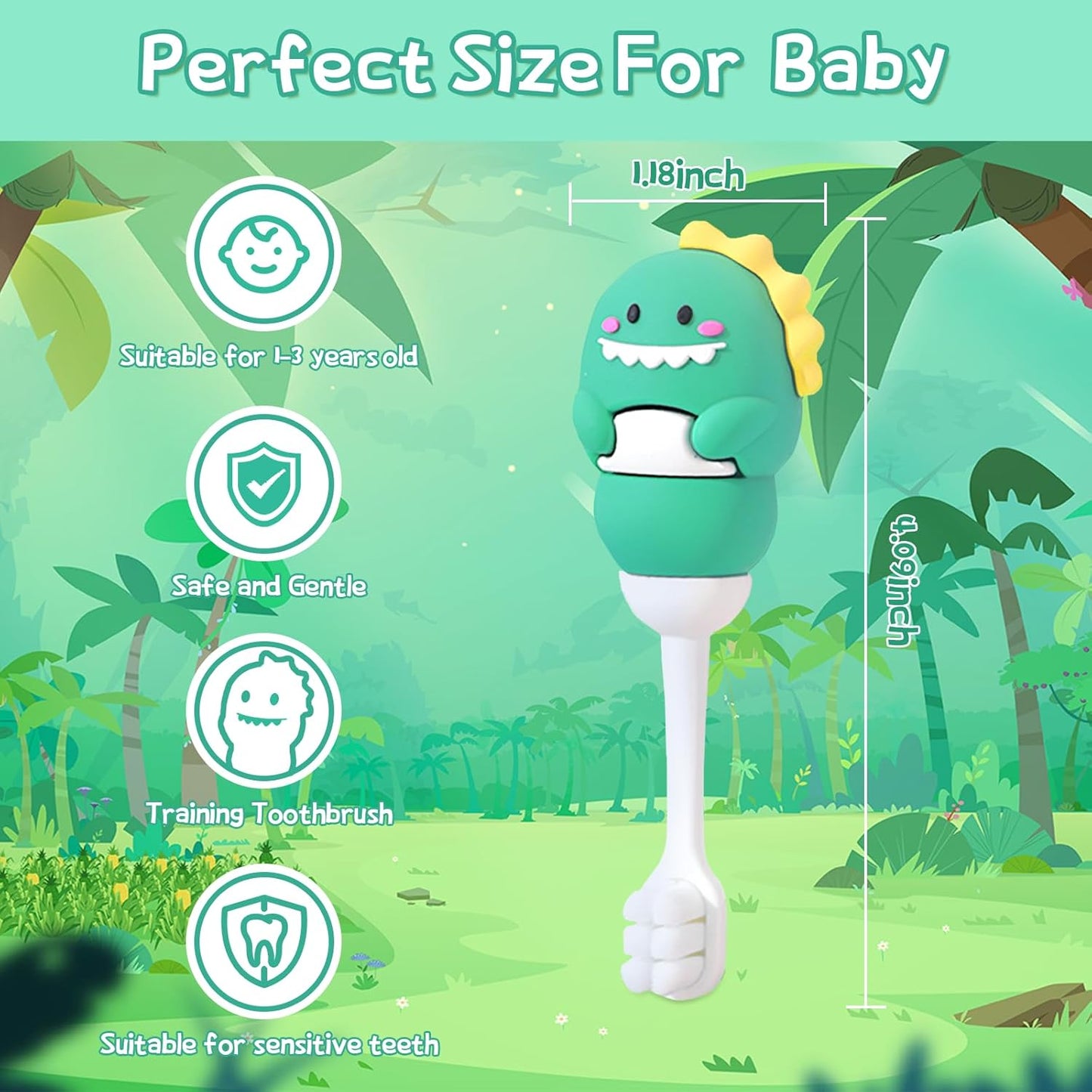 Toddler Toothbrush with Tongue Cleaner, Extra Soft Bristles for Kids 1-6,BPA-Free Baby Toothbrush with Ergonomic Grip & Non-Slip Handle, Kid Toothbrush for Gentle Care & Safe Brushing (4 Colors)