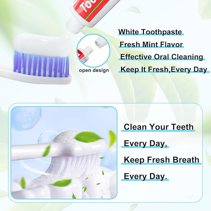 100 Tubes Extra Small Travel Size Toothpast Bulk,Mini 0.176 oz/5 Grams Small Disposable Toothpaste Mint Single Use Mini Bulk Toothpaste Travel Size for Hotel,Camping,Homeless,Charity,Guests