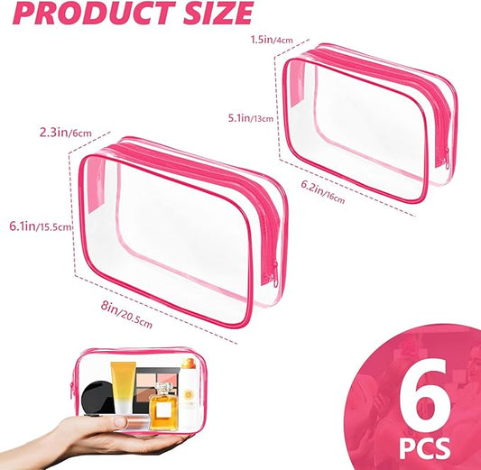AURUZA Clear Makeup Bag,Portable Travel Toiletry Bags with Zipper, TSA Approved Clear Organizer Bags, PVC Cosmetic Pouch for Airport Airline Compliant
