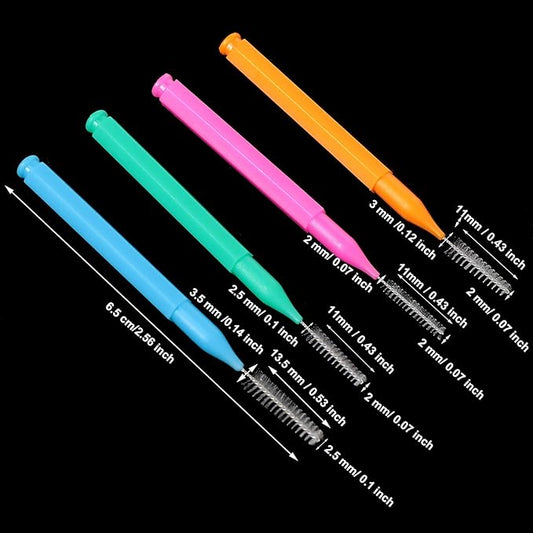 Patelai 50 Pieces Interdental Brush for Cleaner Braces Brush Toothpick Dental Tooth Flossing Head Oral Dental Hygiene Flosser Toothpick Cleaners Tooth Cleaning Tool(Green, Blue, Pink, Orange)