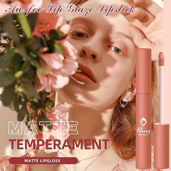 3 Piece Matte Lipstick Set,Nude Liquid Lipstick Velvet Air Moisture Smooth Crayon Lip Stain,Matte Liquid 24 Hour Superstay Long Lasting Waterproof Lip Gloss for Women Makeup(3PCS)