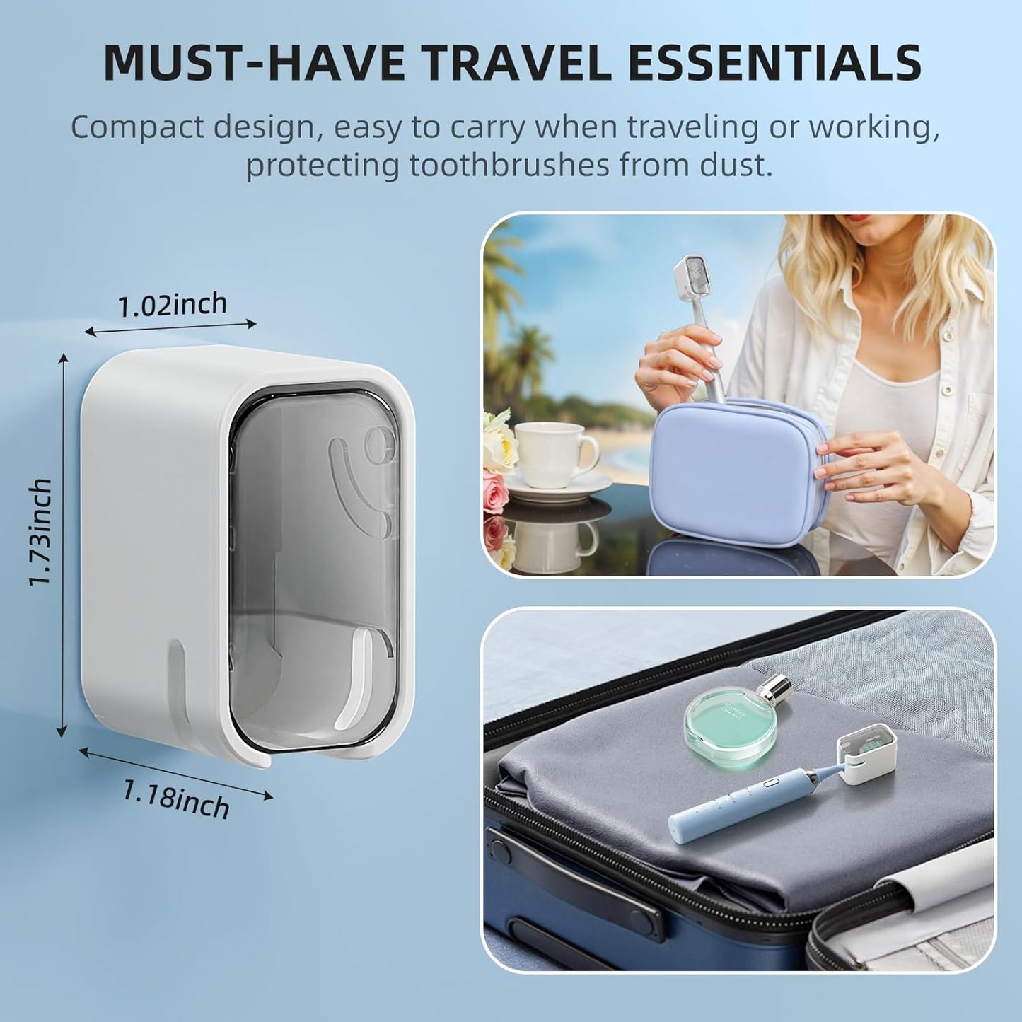 Travel Toothbrush Head Cover 2PCS, Electric Toothbrush Covers Caps, Ventilated Toothbrush Protectors Caps for Travel, Camping, Bathroom, Business, Grey and Brown