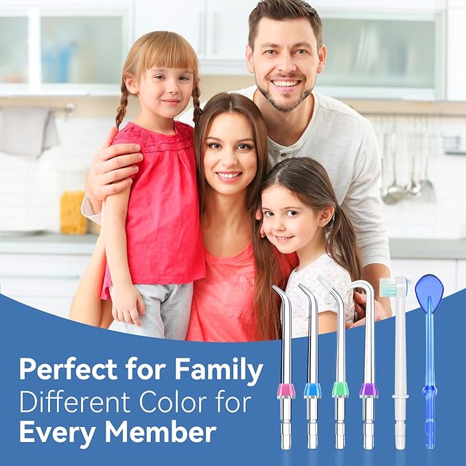 Replacement Heads for Waterpik, Water Flosser Replacement Heads Parts for Waterpik Oral Irrigator, 6 Tips Different & Storage Case Bundle