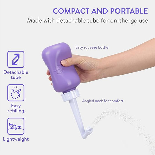 Peri Bottle - Portable Travel Bidet for Men or Women - Labour and Maternity Hospital Bag Essentials - After Birth Recovery Tools for Postpartum Mum - Perineal Spray Bottle