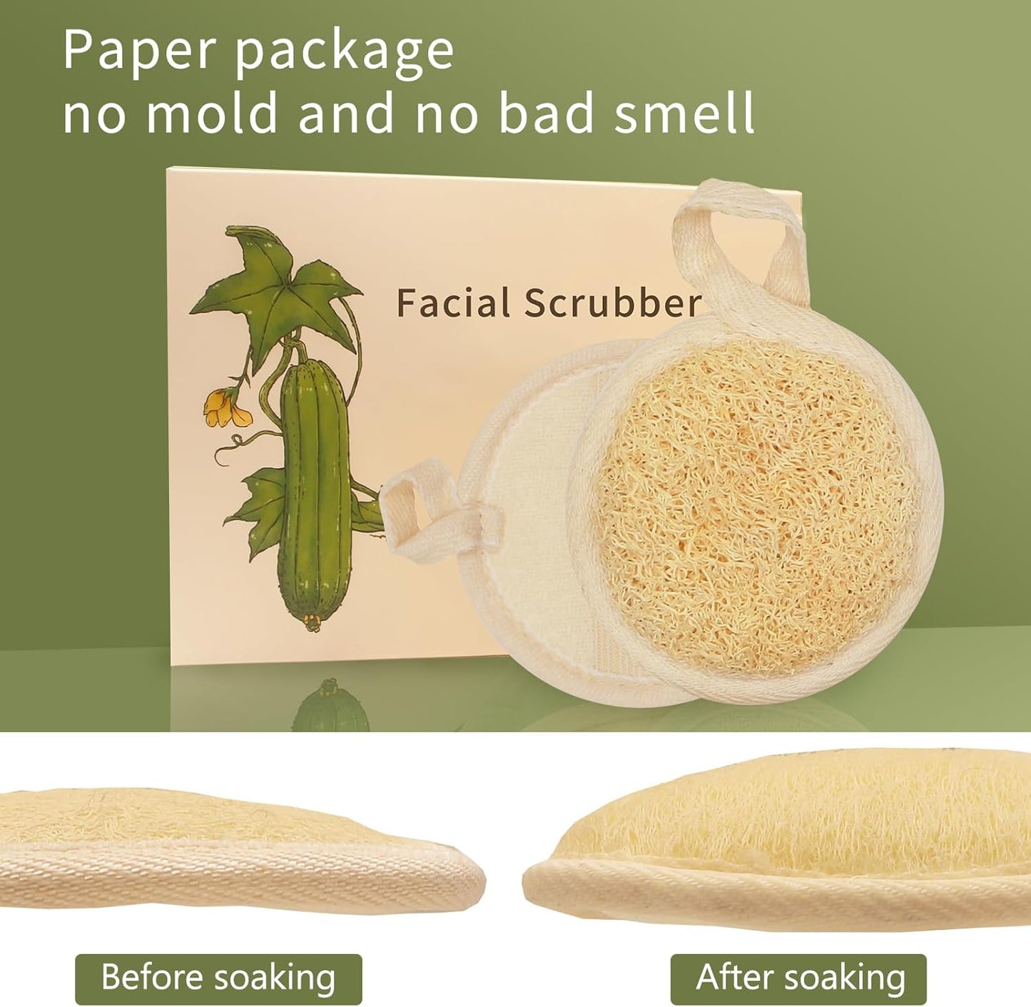 Natural Loofah Facial Scrubbers(6Pack),Made of Natural Shower Luffa Sponge for Women Gets Your Face Clean