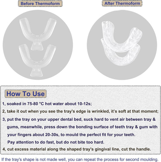 10PSC Teeth Whitening Trays Kits Mouth Trays & 2 Tooth Boxes, Thermoform Moldable Whitening Teeth Tray, Oral Care Thin Moldable Mouth Tray Kit Tools for Whitening