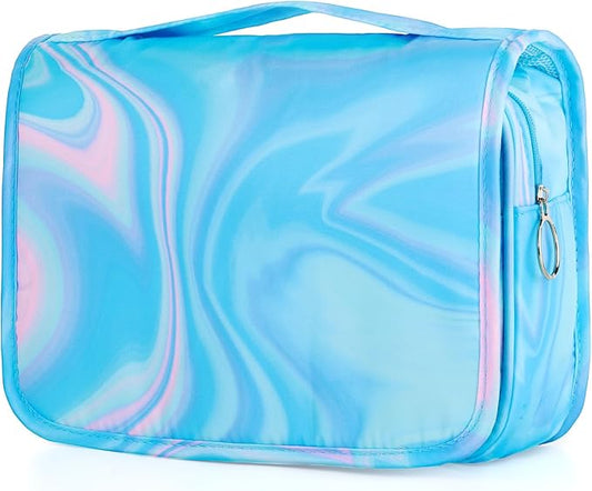 Blue Hanging Toiletry Bag for Girls, Travel Toiletry Bag for Teen Girls Cosmetic Makeup Waterproof Wash Bag Traveling Toiletries, Fluid