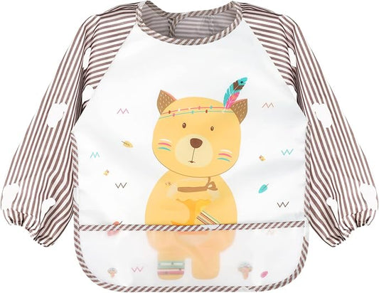 Accmor Long Sleeve Baby Bibs, Waterproof Sleeved Bibs Smock for Toddler Baby Girls Boys Eating Feeding