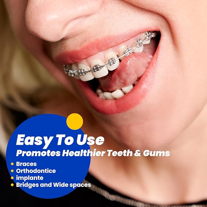 Dental Floss for Braces,Pre-Cut Strands Floss,Threaders for Bridges,Threaded Floss for Braces & Bridges,50 Counts