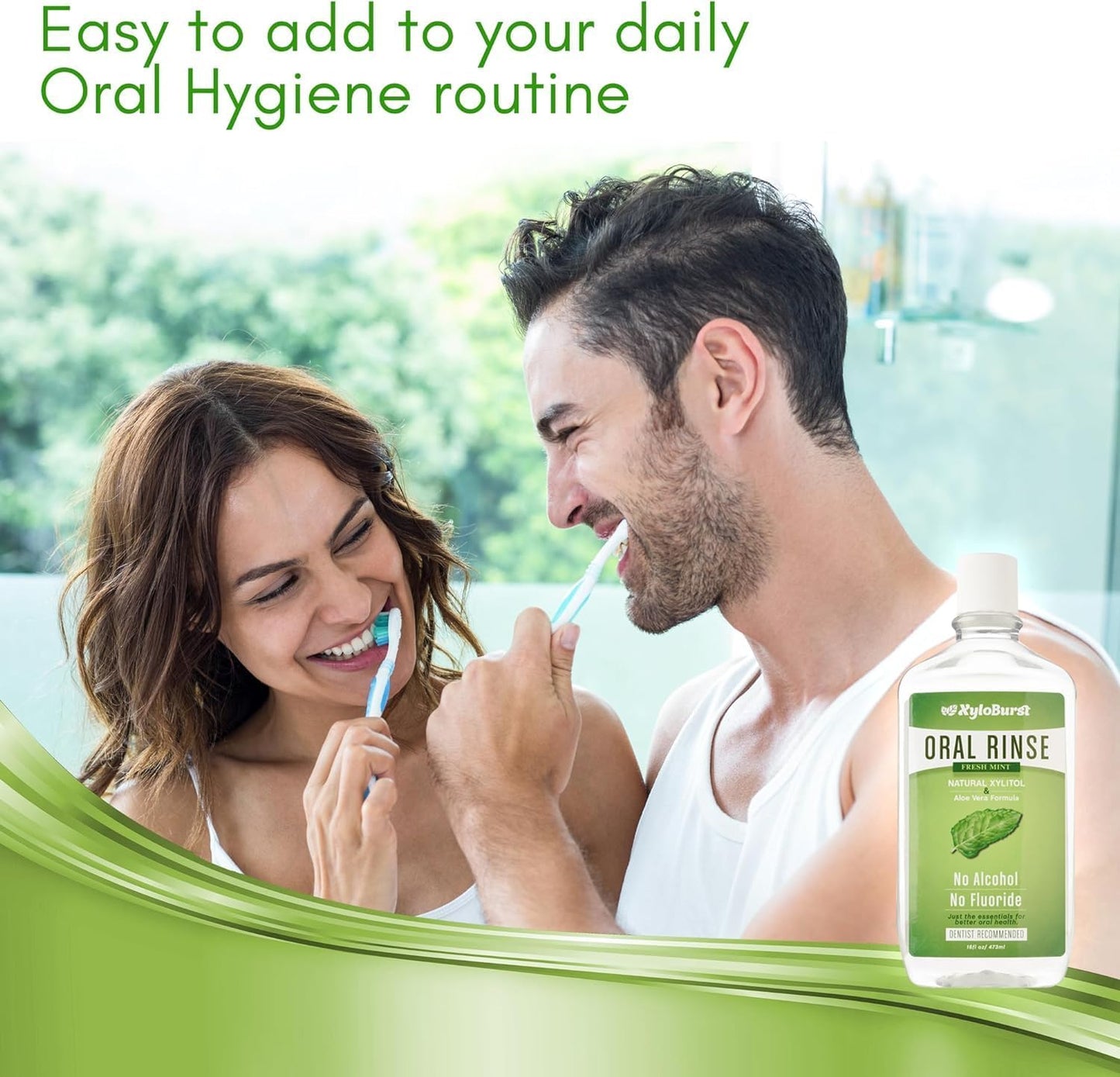 Xyloburst Oral Rinse Natural Mouthwash - Xylitol Mouthwash | Fluoride Free Mouth Wash | Alcohol Free Mouth Wash | Fresh Mint Mouth Rinse | SLS Free | 3-Pack