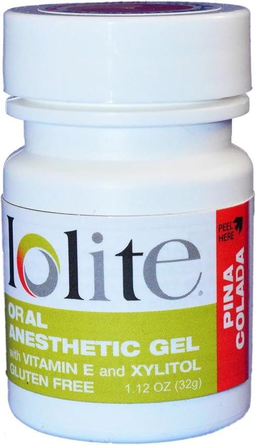 IOLITE Oral Topical Gel with Xylitol and Vitamin E - Gluten Free - Relief for Canker Soars and Dental Pains (1oz, Pina Colada)