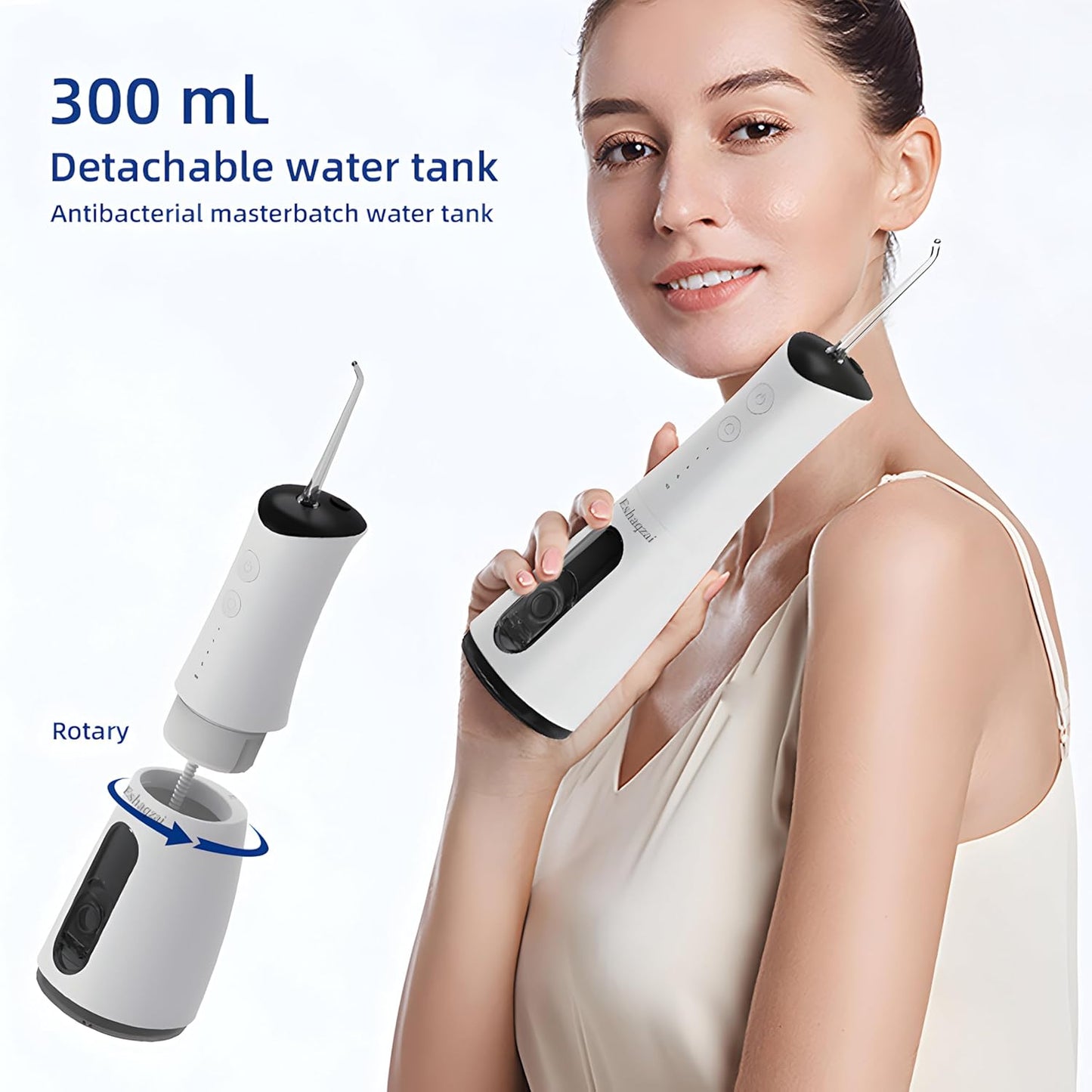 Water Flosser for Adults – Cordless, Waterproof Dental Flosser for Teeth & Gums, Rechargeable Oral Irrigator with 300ml/10oz Water Tank for Plaque Removal & Gum Care