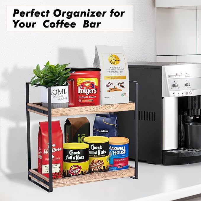 Bathroom Counter Organizer and Storage - Kitchen Countertop Organizer for Bathroom Sink and Coffee Bar, 2-Tier Vanity Counter Tray Shelf for Restroom Decor