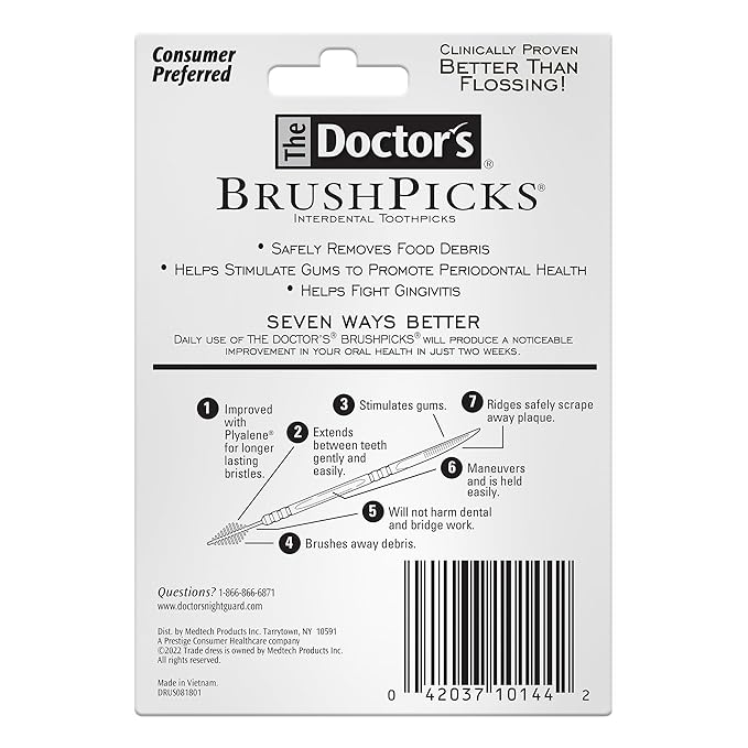 The Doctor's BrushPicks Interdental Toothpicks, Helps Fight Gingivitis, 275 Count (Pack of 12), White