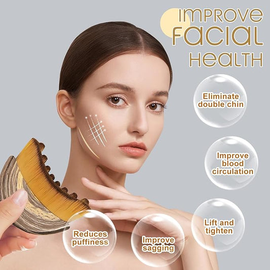 2PCS Lymphatic Contour Face Brush - Ultra-Soft Bristles for Chin & Jawline Sculpting, Facial Lymphatic Drainage Massager, Ergonomic Design