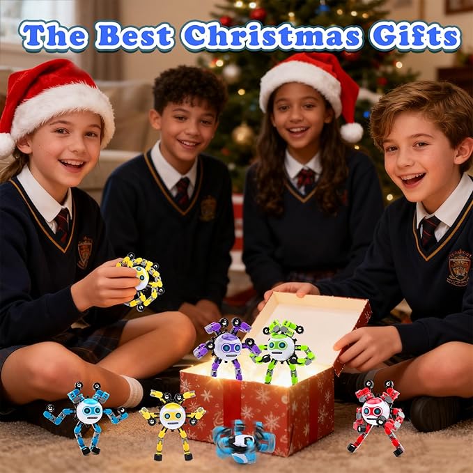 4 PCS Transformable Fidget Spinners Toys for Kids and Adults Stress Relief Sensory Toy for Teens Boys Autism Cool Fingertip Gyros Boy Girl Travel Party Favors Birthdays Gifts Stocking Stuffer